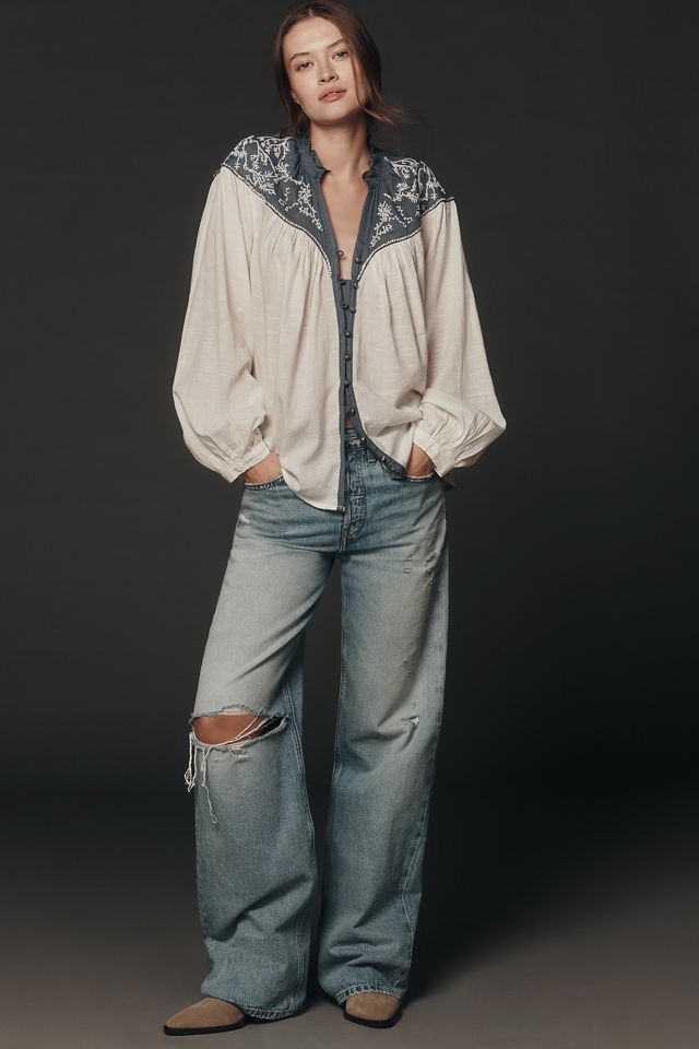 Pilcro Puff-Sleeve Buttondown Blouse #2