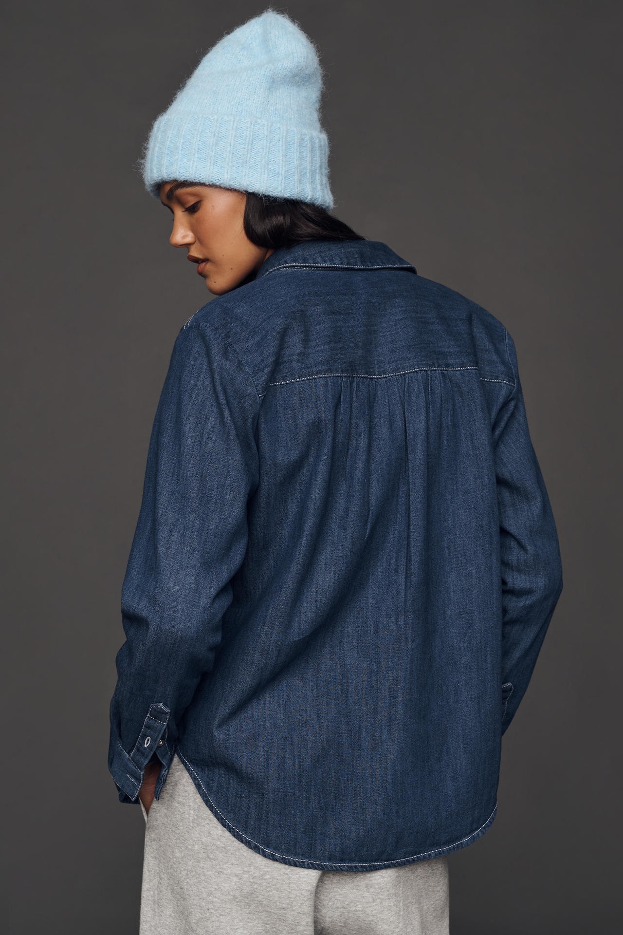 Pilcro Ski Motif Long-Sleeve Denim Buttondown Shirt