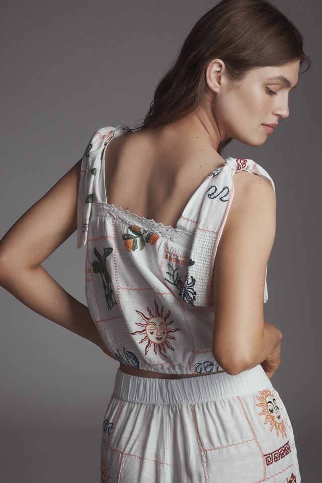Pilcro Embroidered Patchwork Crop Tank Top #1