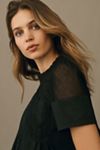 En Elly Short-Sleeve Lace Poplin Swing Top