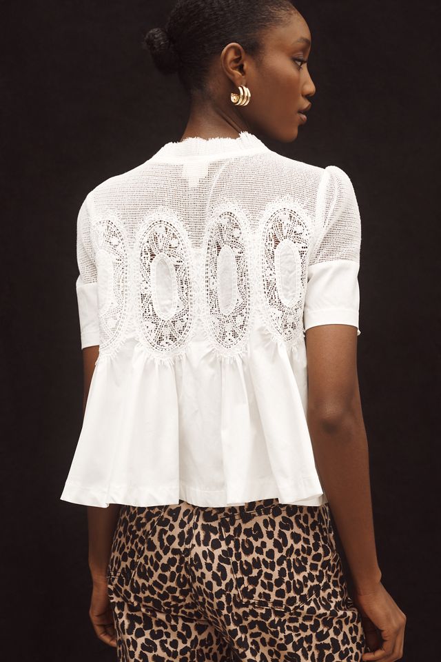 Ellie Short Sleeve Lace Top  Lace top, Lace short sleeve top, White lace  short sleeve top