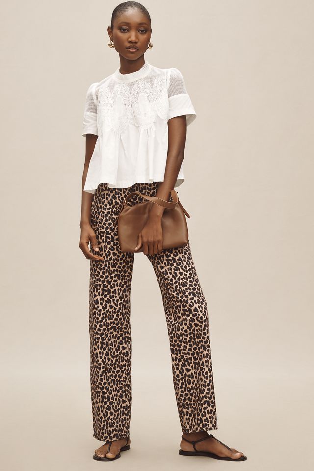 En Elly Short-Sleeve Lace Poplin Swing Top