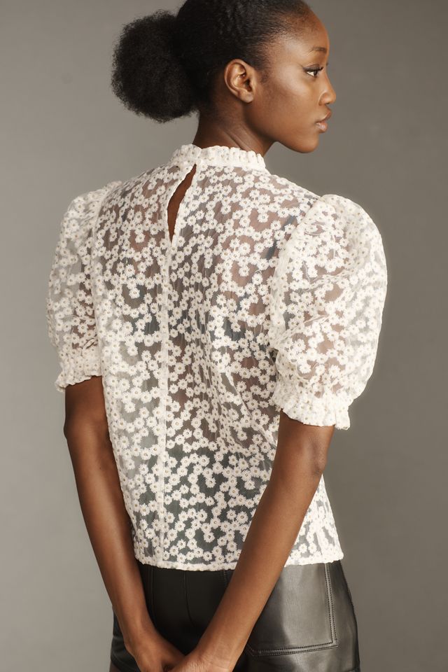 En Elly Puff-Sleeve Bow Blouse #1