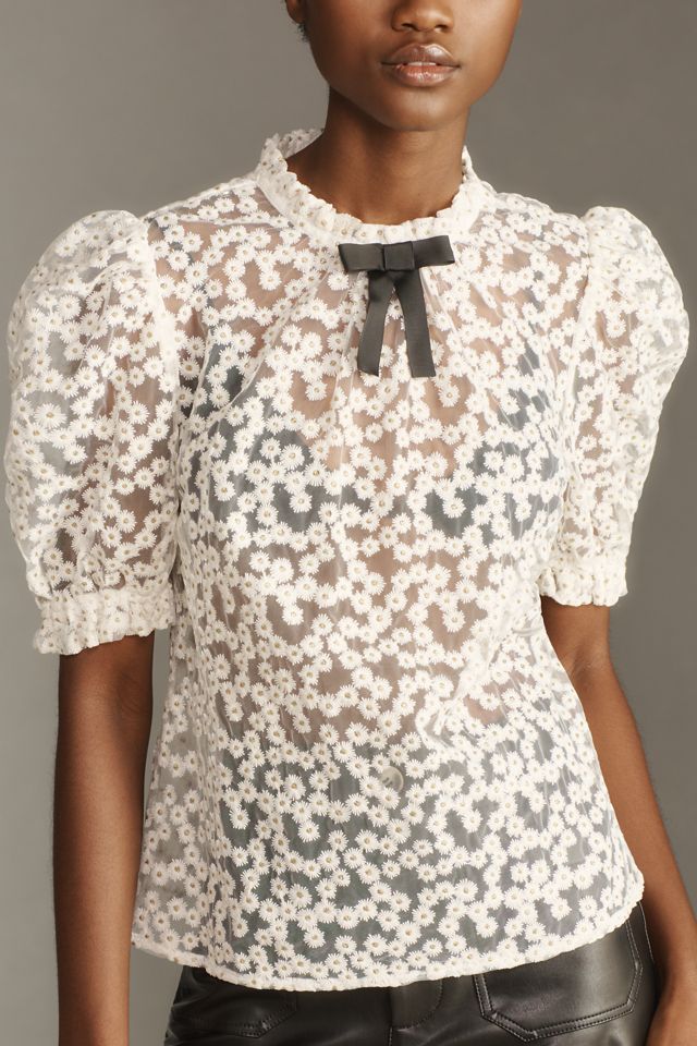 En Elly Puff-Sleeve Bow Blouse #3