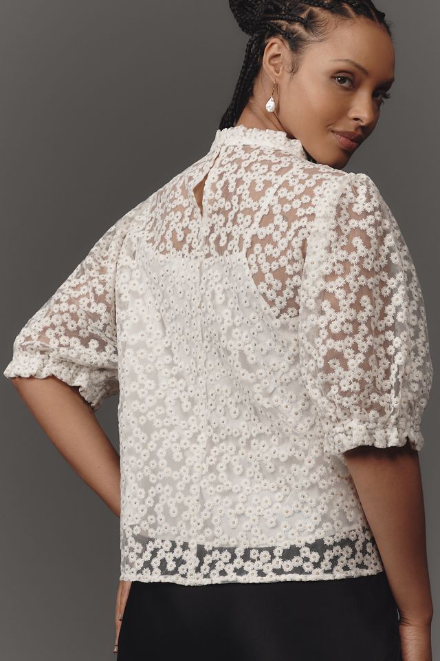 En Elly Puff-Sleeve Bow Blouse #5