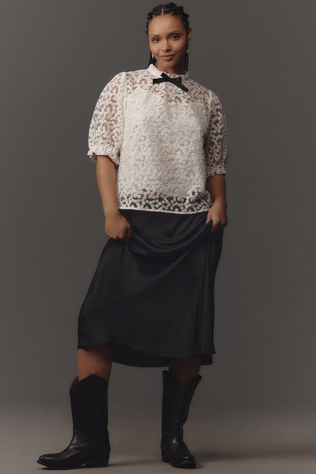 En Elly Puff-Sleeve Bow Blouse #7