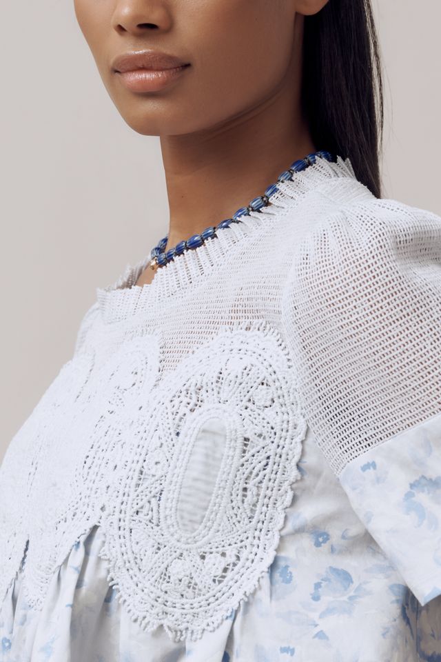 The Iris Short-Sleeve Lace Poplin Blouse by En Elly #2