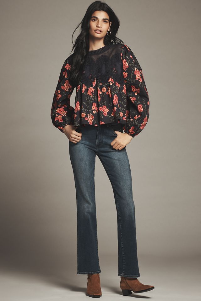 By Anthropologie Puff-Sleeve Eyelet Top