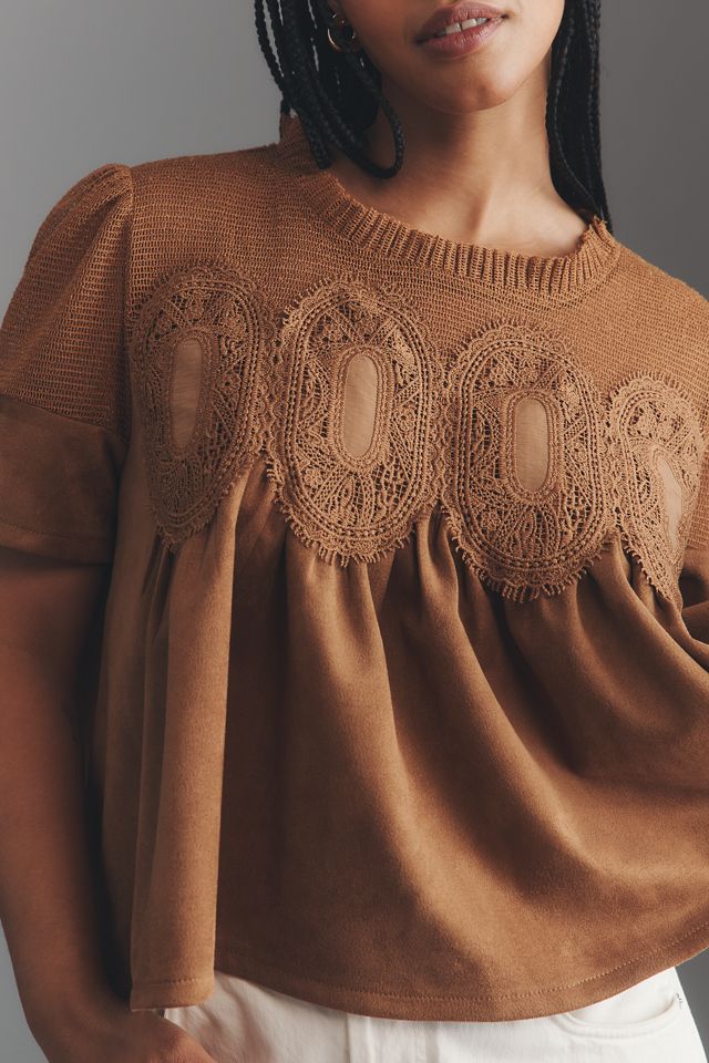 The Iris Short-Sleeve Sueded Blouse by En Elly #7
