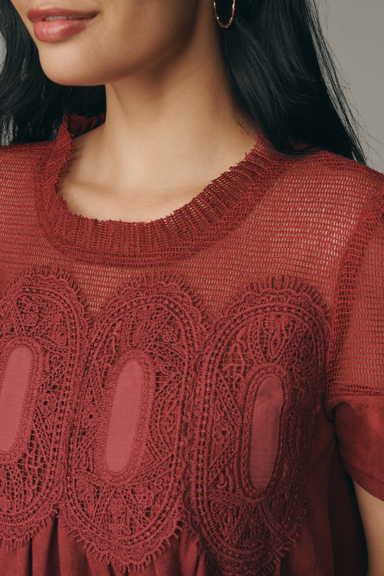 The Iris Short-Sleeve Sueded Blouse by En Elly