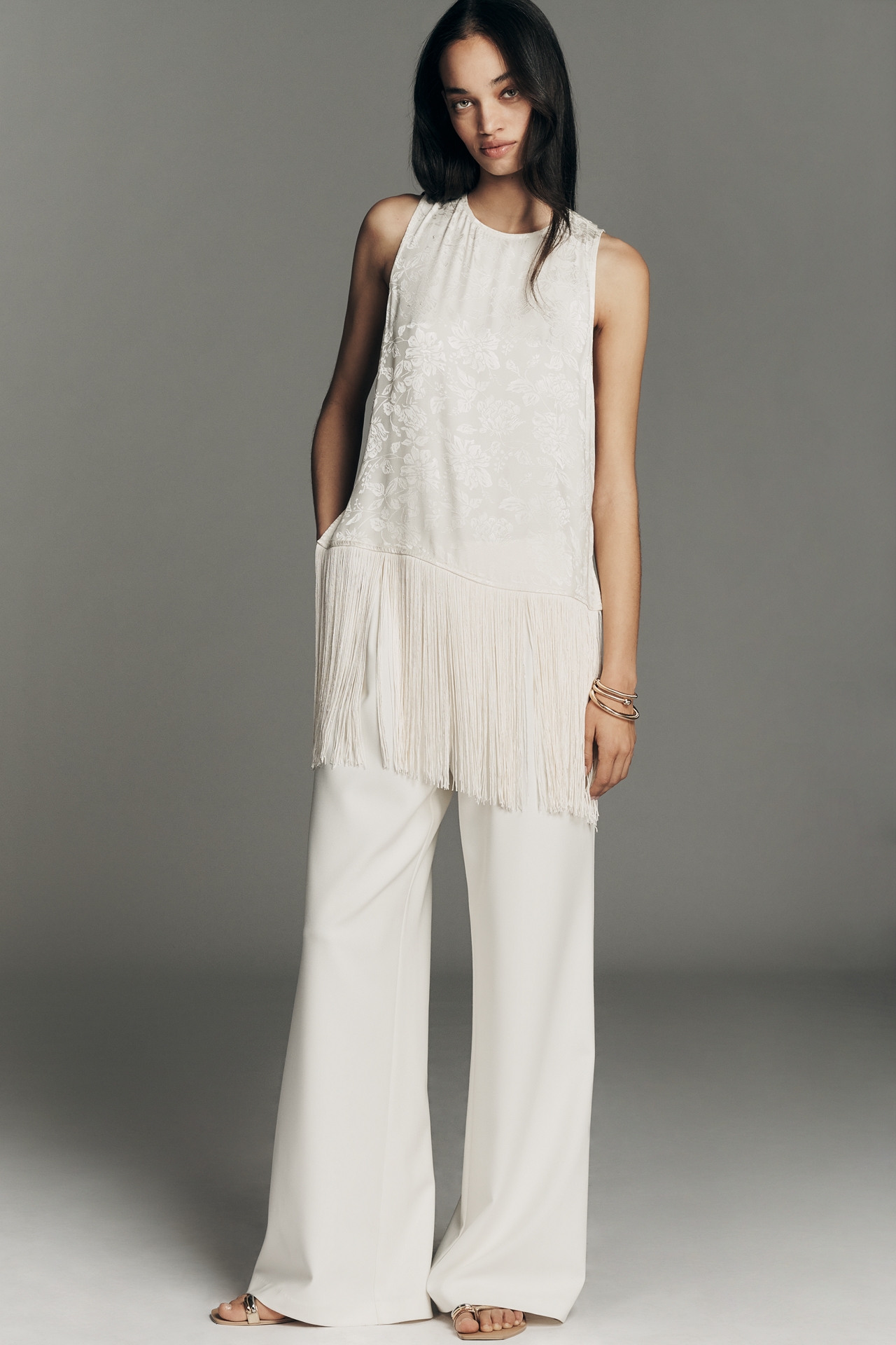 Dee Elly Sleeveless Fringe Top