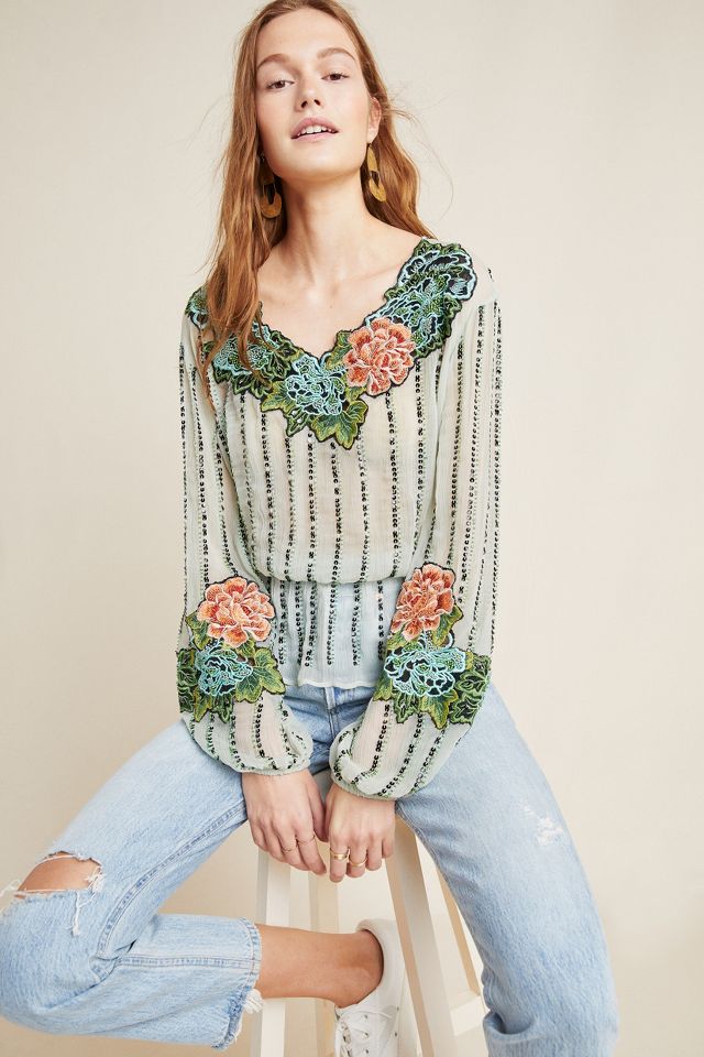 Amy Embellished Peasant Blouse | Anthropologie