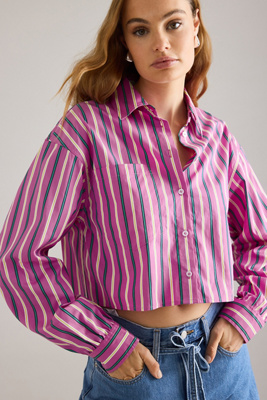 By Anthropologie Stripe Cropped Shirt