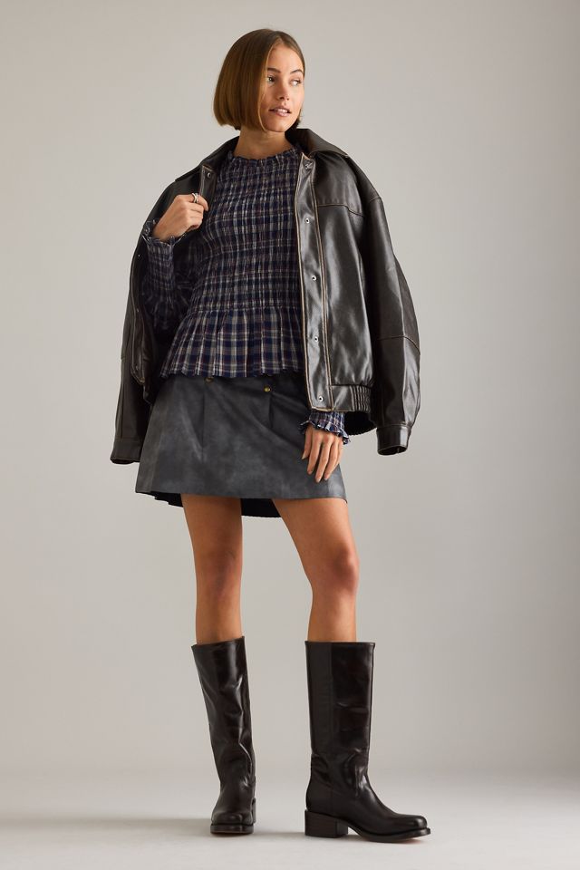 By Anthropologie Blouse à smocks à carreaux à manches longues #3