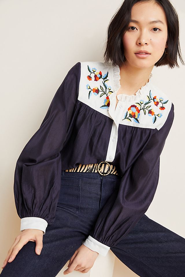Brooke Embroidered Blouse | Anthropologie