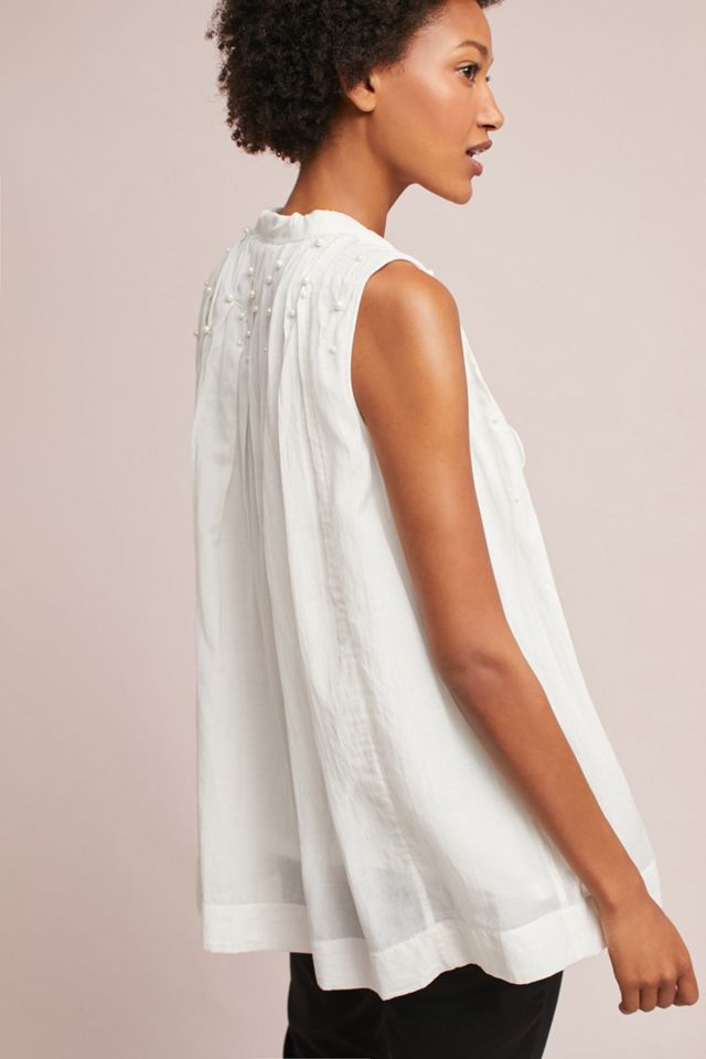 Pearled Tie-Neck Swing Blouse #2