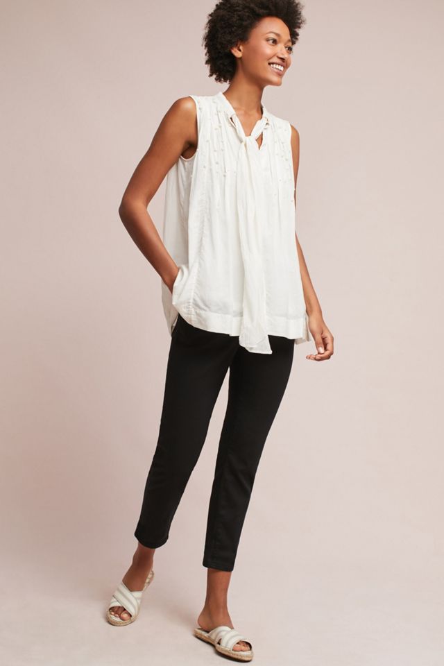 Pearled Tie-Neck Swing Blouse #3