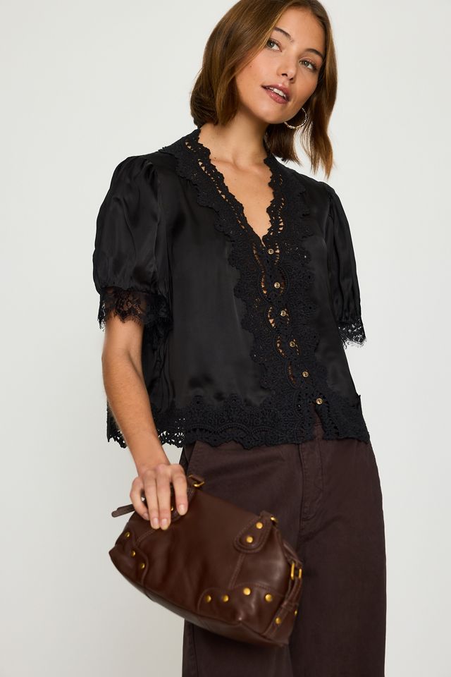 Blusa de Satén con Ribete de Encaje Stella By Anthropologie #1