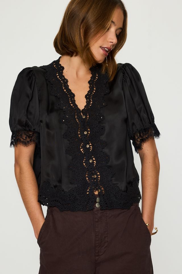 Blusa de Satén con Ribete de Encaje Stella By Anthropologie #2