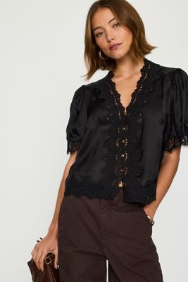 Chemisier en satin avec bordure en dentelle Stella By Anthropologie