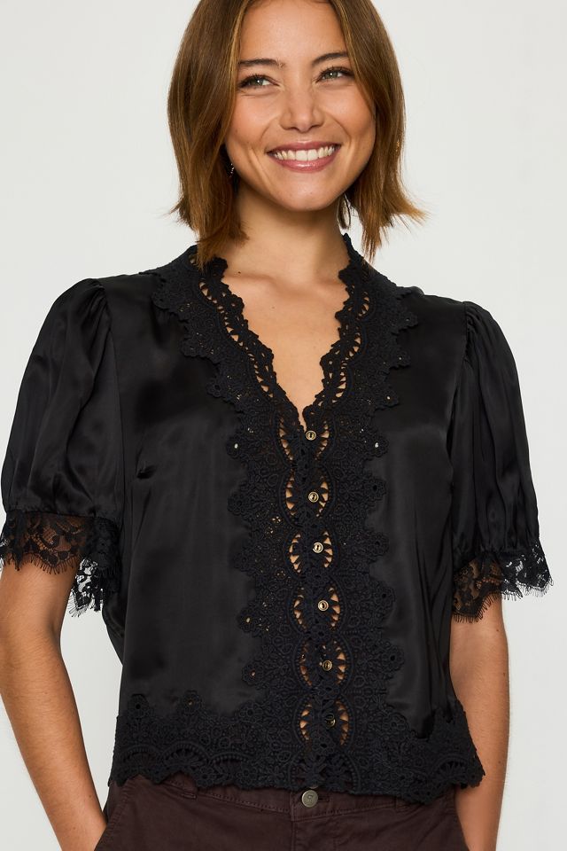 Blusa de Satén con Ribete de Encaje Stella By Anthropologie #4