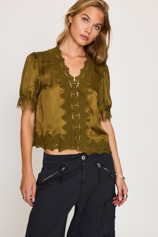 Chemisier en satin avec bordure en dentelle Stella By Anthropologie #2