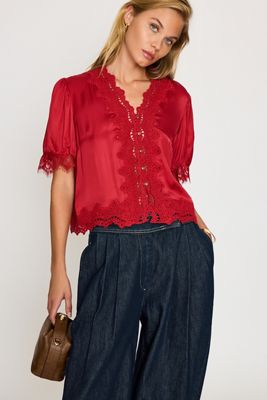 Chemisier en satin avec bordure en dentelle Stella By Anthropologie