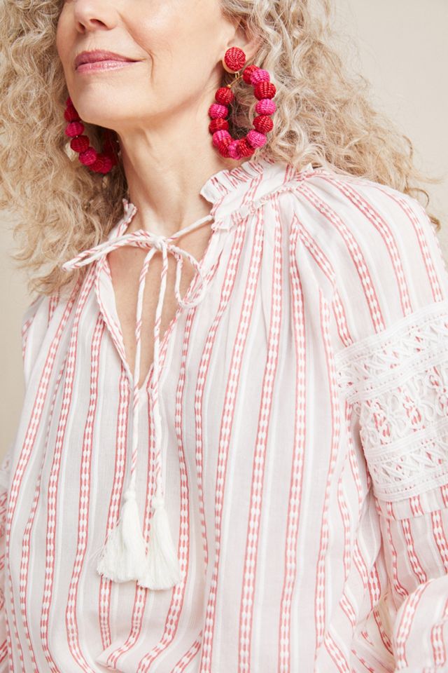 Striped Lace Peasant Blouse #3