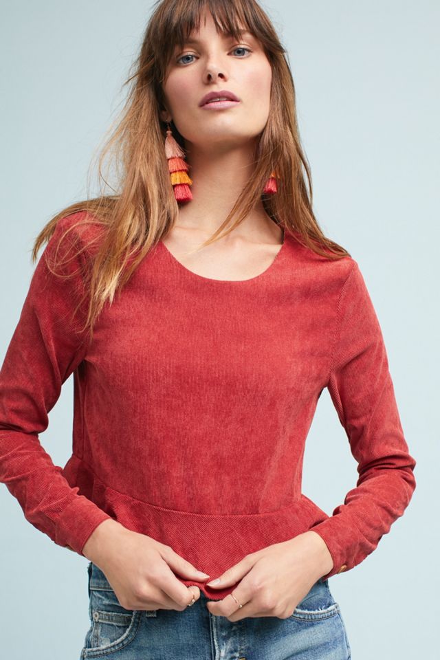 Geri Corduroy Peplum Top #1