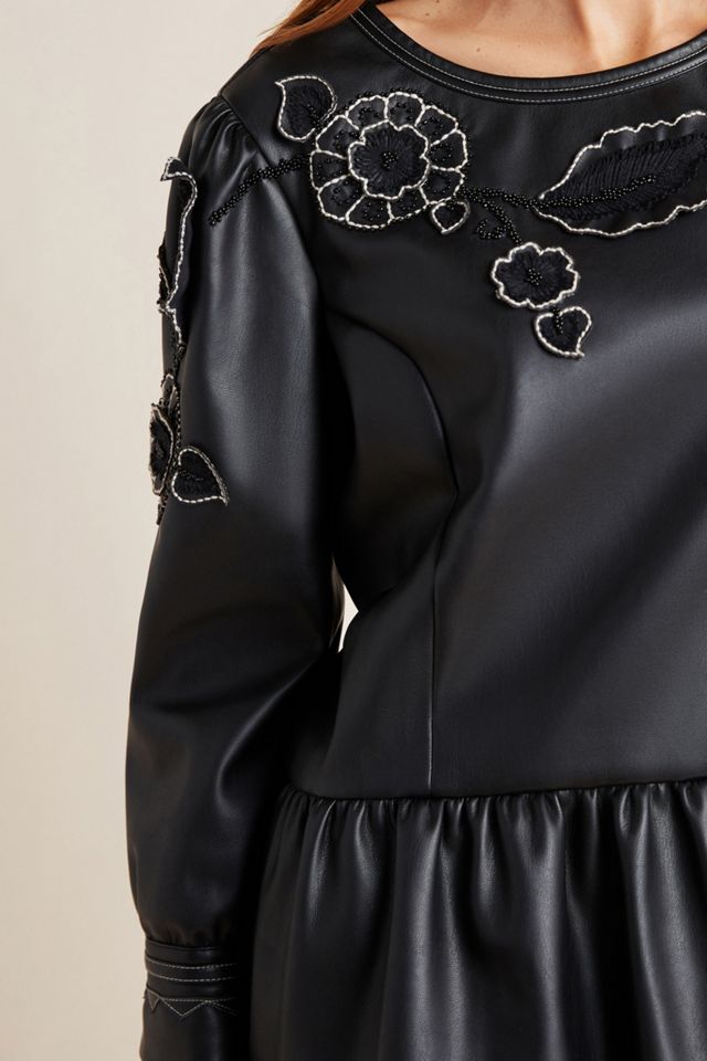 Sheena Faux Leather Peplum Blouse #2