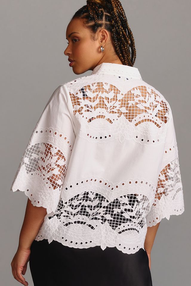 Ranna Gill Cutwork Buttondown Blouse | Anthropologie