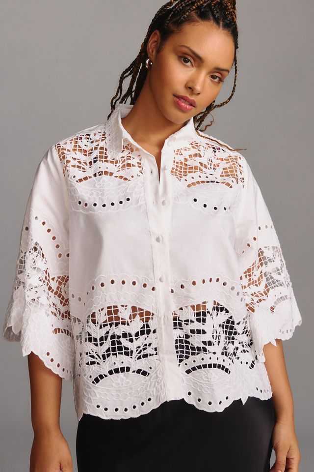 Ranna Gill Cutwork Buttondown Blouse #4