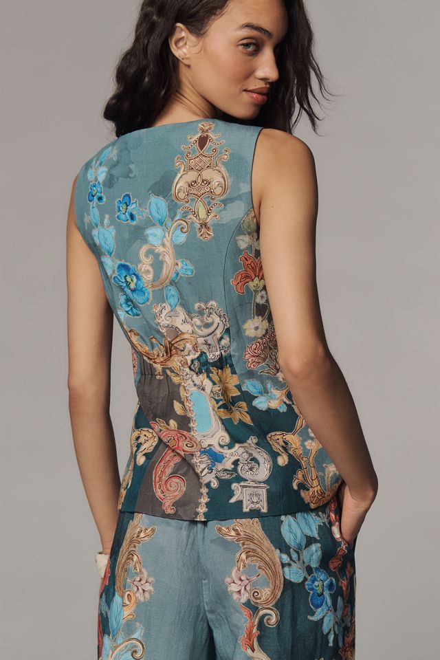 Ranna Gill Linen Blend Printed Vest #3