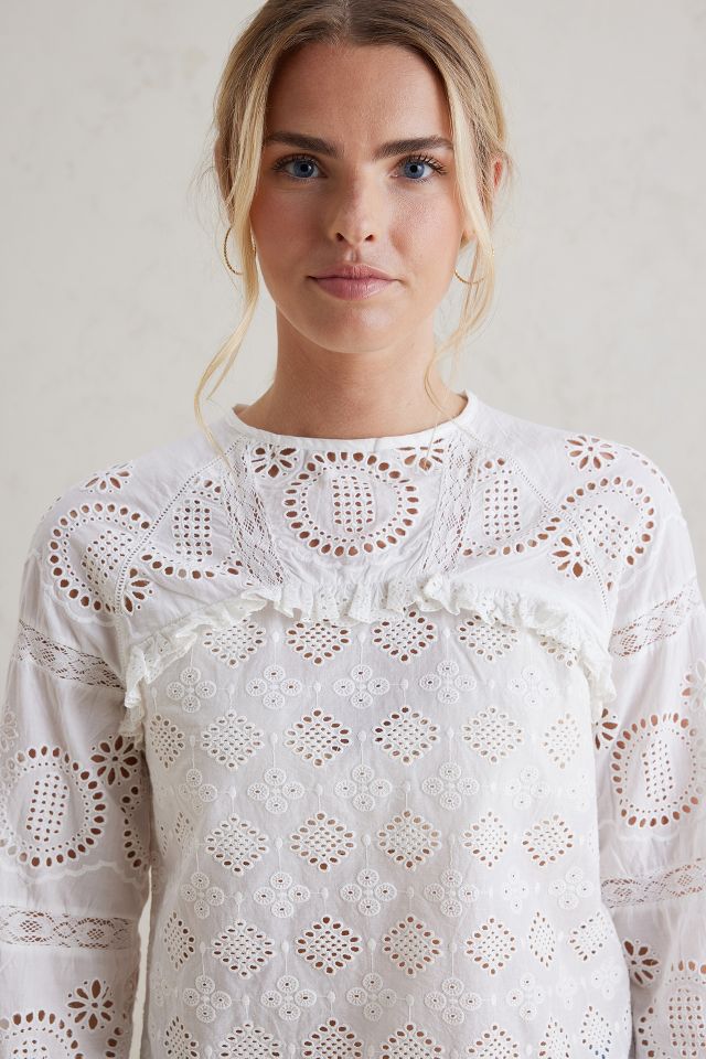 Broderie Button Back Blouse | Anthropologie UK