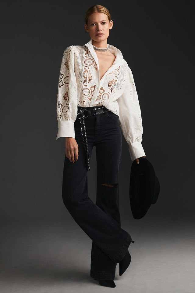 Forever That Girl Lace Cutwork Blouse | Anthropologie