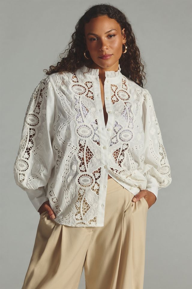Forever That Girl Lace Cutwork Blouse | Anthropologie