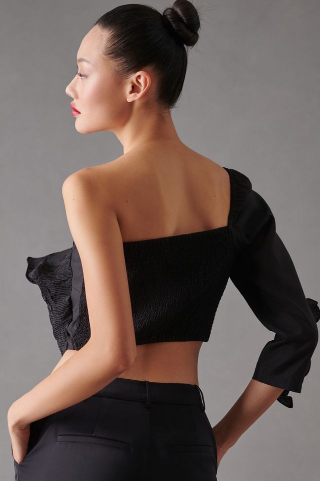 Let Me Be 3-D Rosette One-Shoulder Top #1