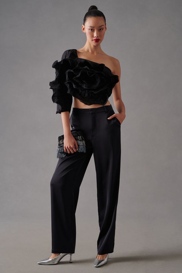 Let Me Be 3-D Rosette One-Shoulder Top #2