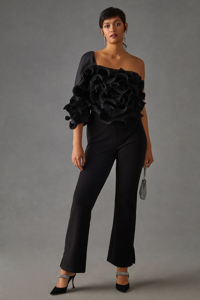 Let Me Be 3-D Rosette One-Shoulder Top #5