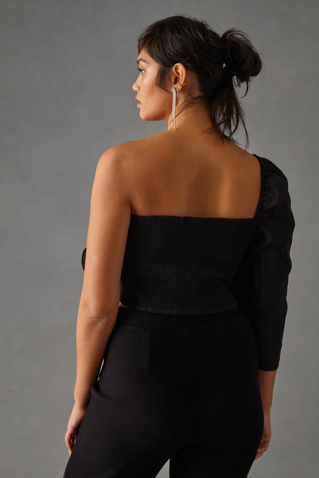 Let Me Be 3-D Rosette One-Shoulder Top #6