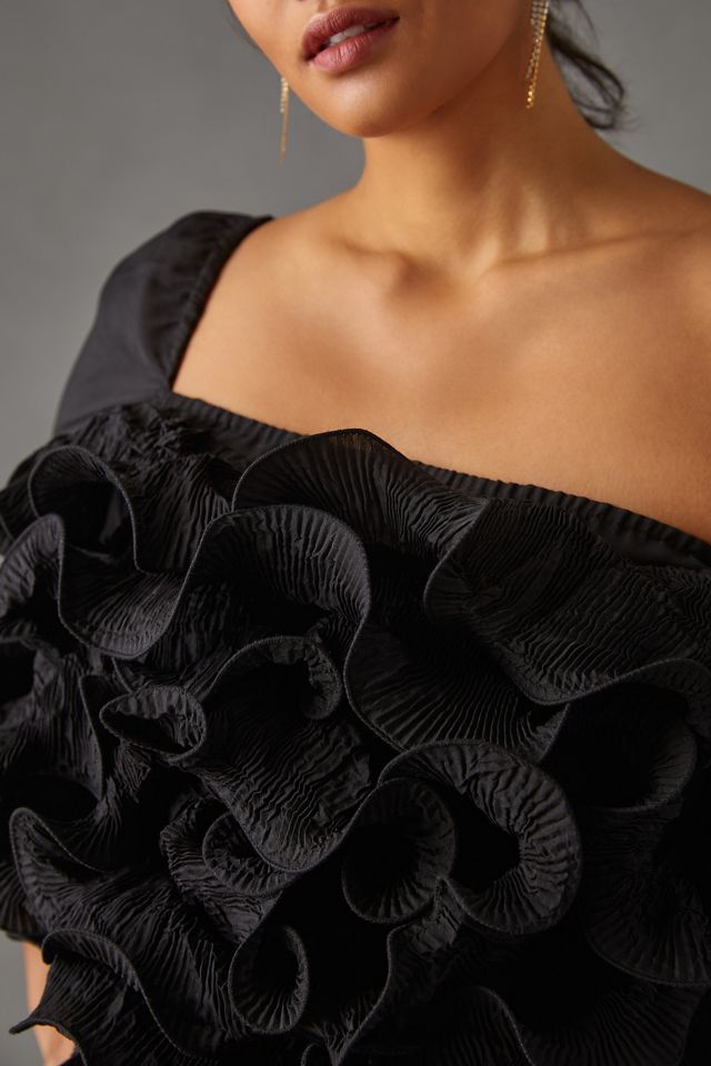 Let Me Be 3-D Rosette One-Shoulder Top #7