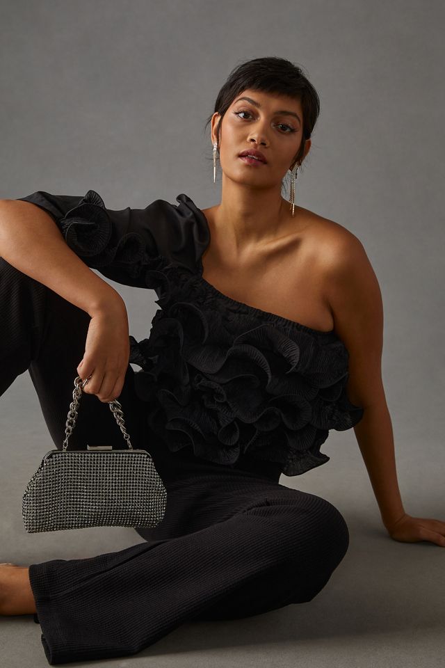 Let Me Be 3-D Rosette One-Shoulder Top #4