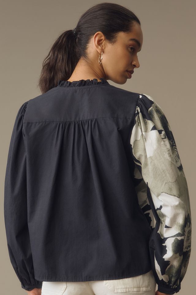 Forever That Girl Printed Ruffle Buttondown Blouse #1