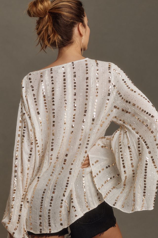 Let Me Be V-Neck Embellished Lace Blouse #1