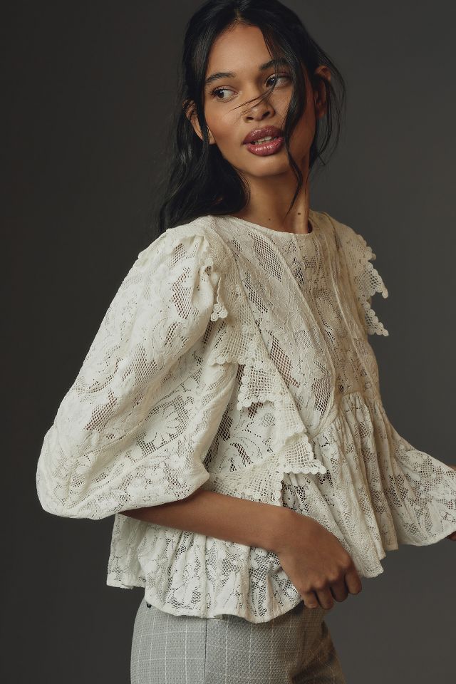 Heimish Full Size Floral V-Neck Short Sleeve Babydoll Blouse