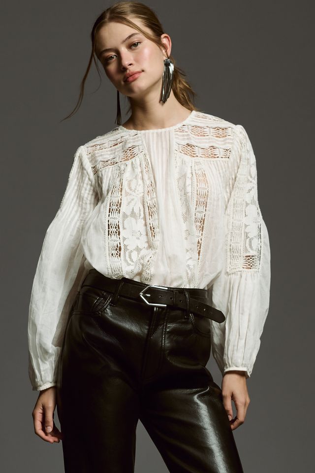 Forever That Girl Long-Sleeve Lace Peasant Blouse | Anthropologie