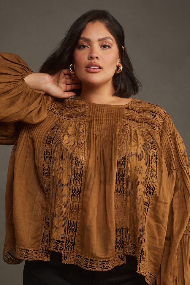Forever That Girl Long-Sleeve Lace Peasant Blouse #3