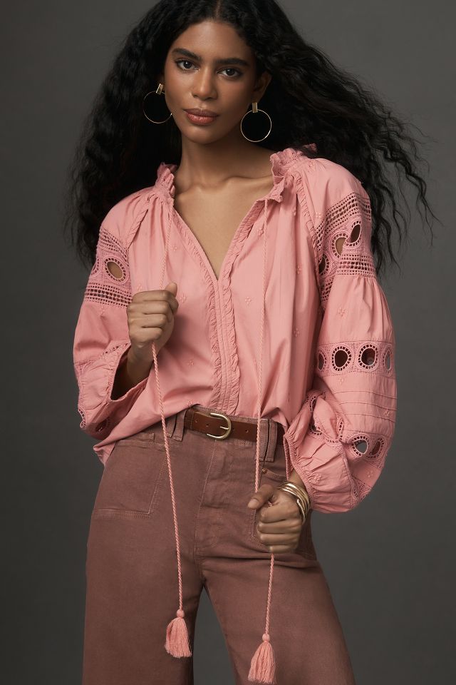 Pink embroidered blouse