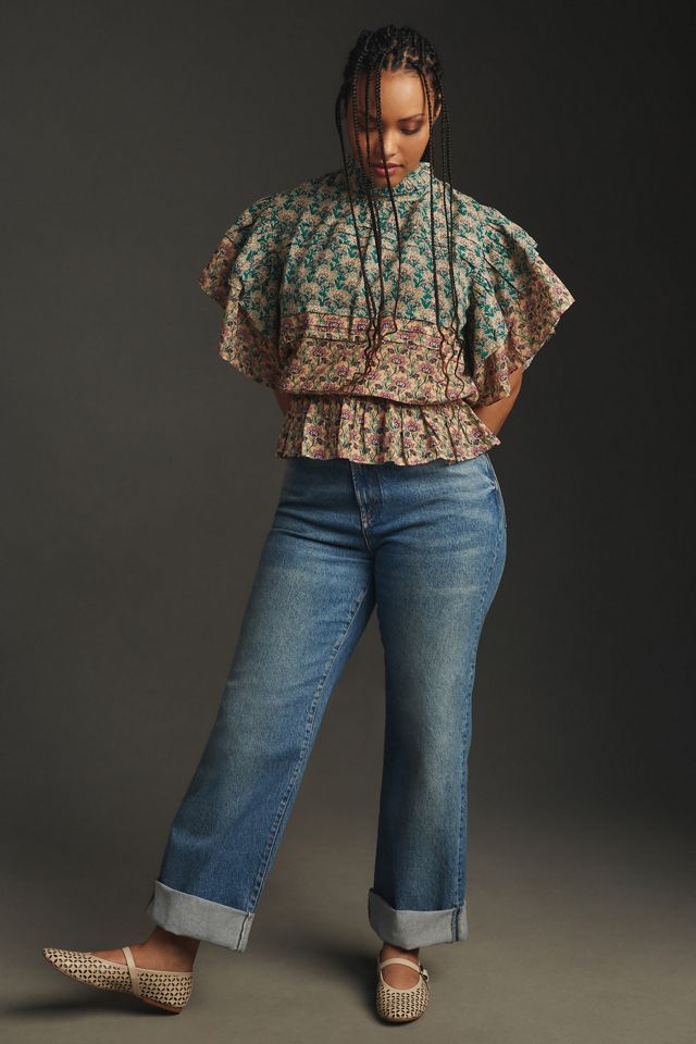 Let Me Be High-Neck Printed Peasant Blouse #7