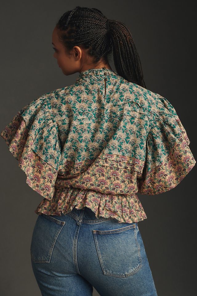 Let Me Be High-Neck Printed Peasant Blouse #8
